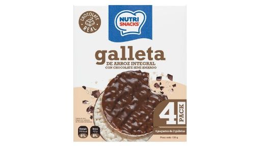 Imagen de GALLETA NUTRI SNACKS DE ARROZ INTEGRAL CHOCOLATE SEMI AMARGO 4 UND 100.00 G