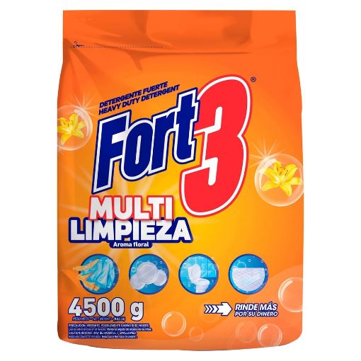 Imagen de DETERGENTE EN POLVO FORT 3 MULTI LIMPIEZA AROMA FLORAL 4500 G