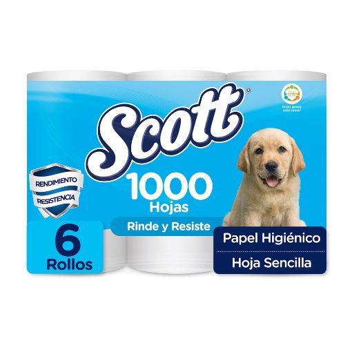 Imagen de PAPEL HIGIENICO SCOTT 1000 HOJAS SENCILLAS 6 UND