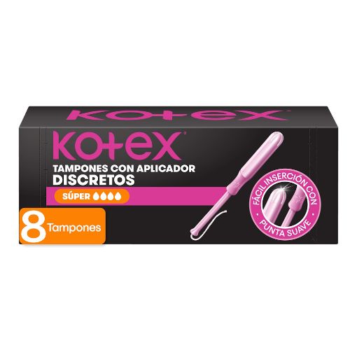 Imagen de TAMPONES FEMENINOS KOTEX CON APLICADOR SÚPER 8 UND