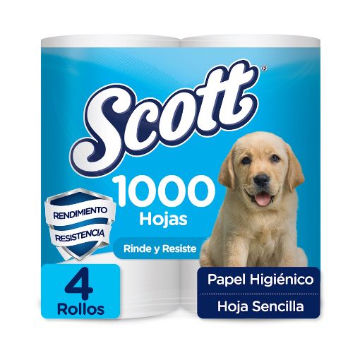 Imagen de PAPEL HIGIENICO SCOTT 1000 HOJAS SENCILLAS 4 UND