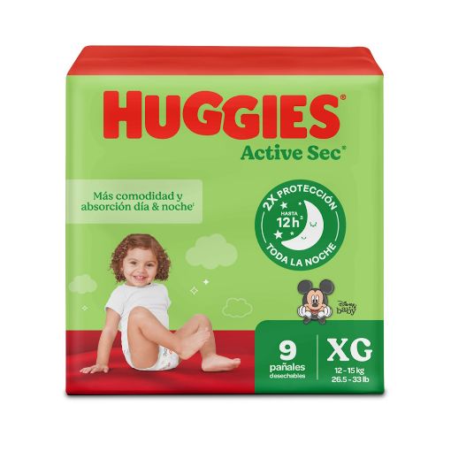 Imagen de PAÑAL HUGGIES ACTIVE SEC DESECHABLE TALLA XG 9 UND