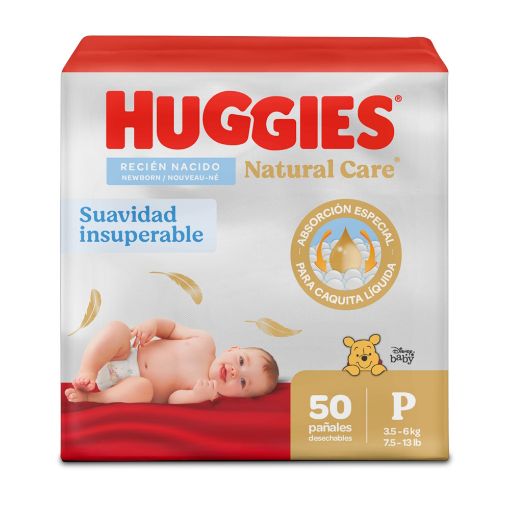 Imagen de PAÑAL HUGGIES NATURAL CARE DESECHABLE TALLA P/1 50 UND