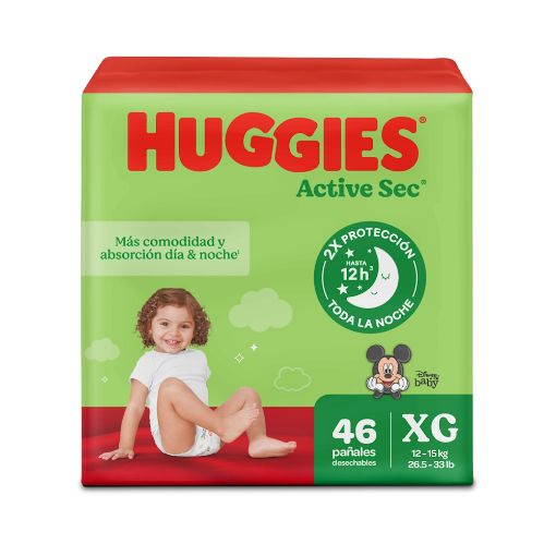 Imagen de PAÑAL HUGGIES ACTIVE SEC DESECHABLE TALLA XG|4  46 und 