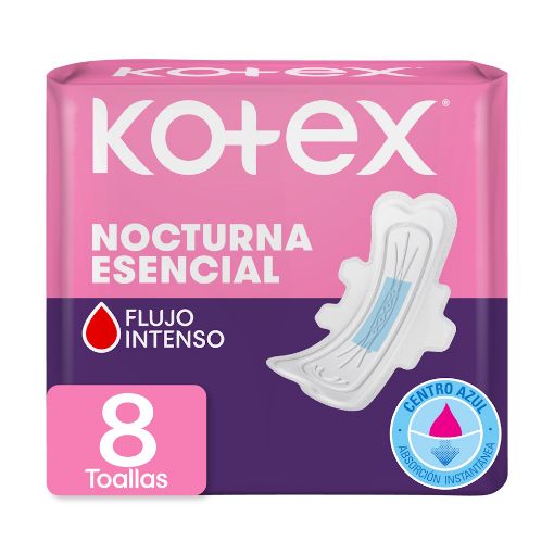 Imagen de TOALLAS FEMENINAS KOTEX ESENCIAL NOCTURNA CON ALAS 8 UND 