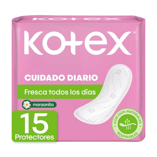 Imagen de PROTECTORES FEMENINOS KOTEX DIARIOS DAYS SENSITIVE CON MANZANILLA 15 UND