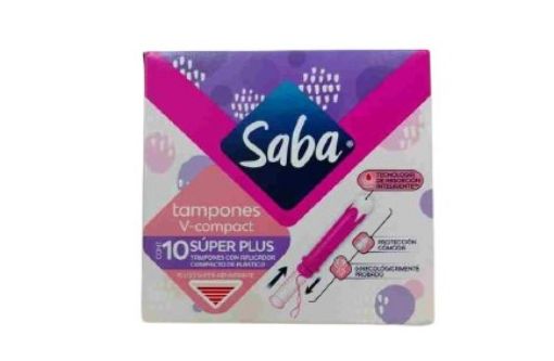 Imagen de TAMPONES FEMENINOS SABA SUPER PLUS V-COMPACT 10 UND