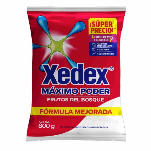 Imagen de DETERGENTE EN POLVO XEDEX MÁXIMO PODER FRUTOS DEL BOSQUE 800.00 G