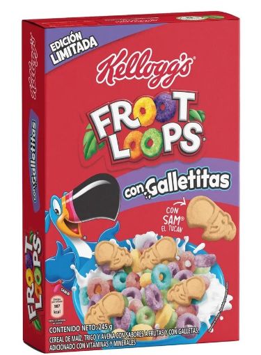 Imagen de CEREAL DE MAIZ KELLOGGS FROOT LOOPS SABOR FRUTAS CON GALLETITAS CAJA 245.00 G