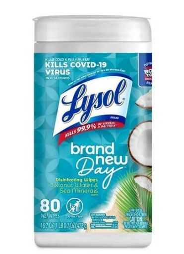 Imagen de TOALLITAS LYSOL DESINFECTANTES ESENCIA COCONUT WATER 80 UND 473.00 G