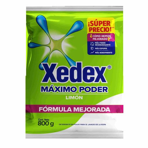 Imagen de DETERGENTE EN POLVO XEDEX MÁXIMO PODER LIMÓN 800.00 G