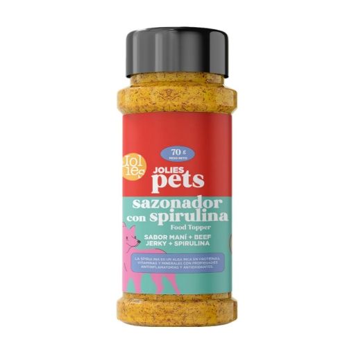 Imagen de SAZONADOR JOLIES PETS CON SPIRULINA MANÍ & RES EN POLVO PARA PERROS 70.00 G