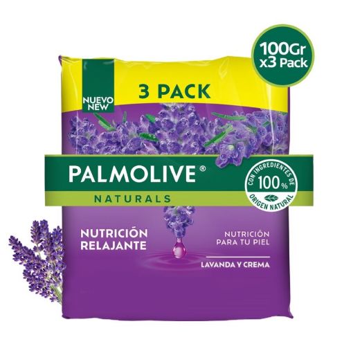 Imagen de JABÓN DE TOCADOR PALMOLIVE LAVANDA & CREMA 3 UND 300.00 G