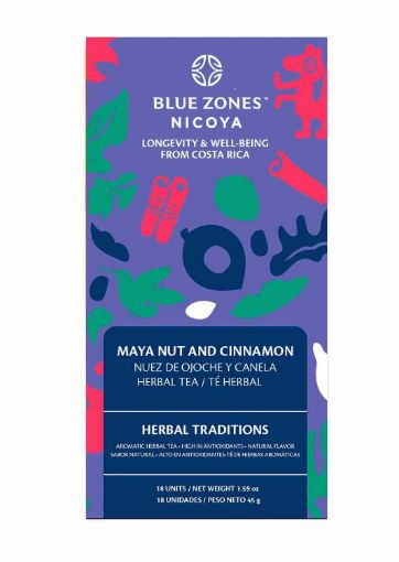 Imagen de TÉ DE HIERBAS AROMATICAS BLUE ZONES NUEZ DE OJOCHE CON CANELA 18 UND 45.00 G