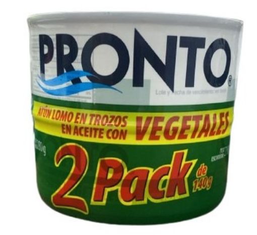 Imagen de ATÚN PRONTO LOMO EN TROZOS CON VEGETALES EN ACEITE 2 UND 210.00 G