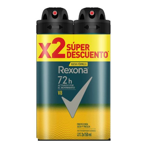 Imagen de OFERTA  REXONA 2 UND DESODORANTE PARA HOMBRE V8 PRECIO ESPECIAL 150.00 ML