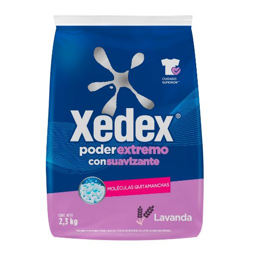 Imagen de DETERGENTE XEDEX EN POLVO PODER EXTREMO CON SUAVIZANTE LAVANDA 2300.00 G