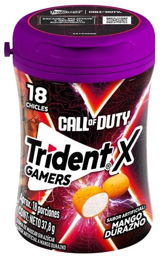Imagen de GOMA DE MASCAR TRIDENT X CALL OF DUTY PARA GAMERS SABOR MANGO DURAZNO 37.8 G