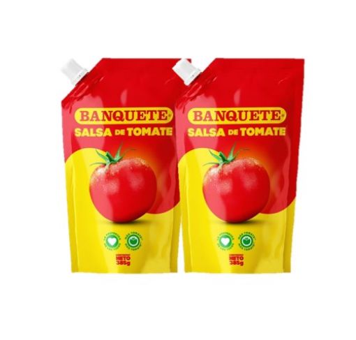 Imagen de OFERTA BANQUETE 2 PACK PRECIO ESPECIAL SALSA DE TOMATE KETCHUP DOYPACK 385 G 