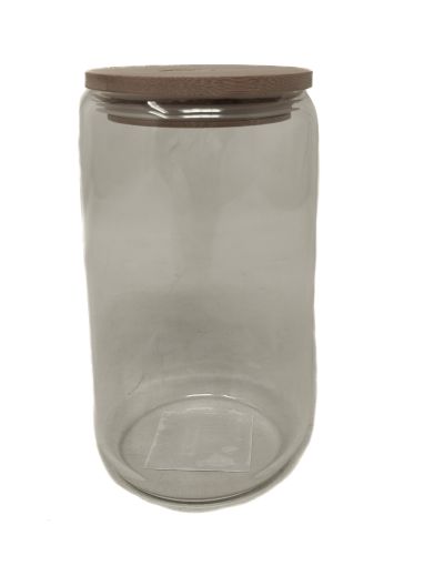 Imagen de VASO LOTUS DE VIDRIO CON TAPA DE MADERA #LHC-968 1 UND