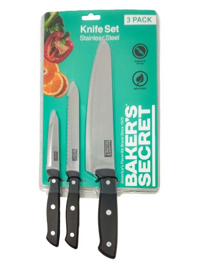 Imagen de SET DE CUCHILLOS BAKERS SECRET DE ACERO INOXIDABLE #BS40719 1 UND