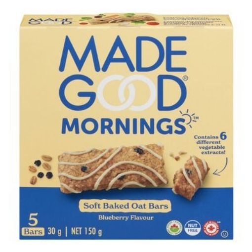 Imagen de BARRA DE GRANOLA MADE GOOD ORGÁNICA MORNINGS SABOR ARÁNDANOS 5 UND 150 G