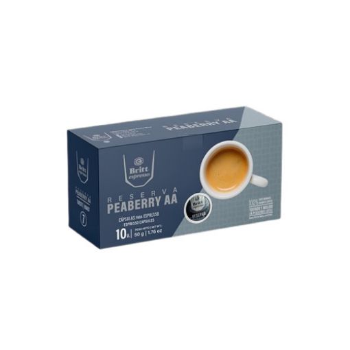 Imagen de CÁPSULAS CAFÉ BRITT ESPRESSO RESERVA PEABERRY AA CAJA 50 G 10 UND 