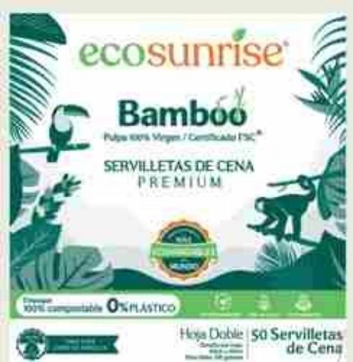 Imagen de SERVILLETA ECOSUNRISE BAMBOO CENA PREMIUM 50.00 UND