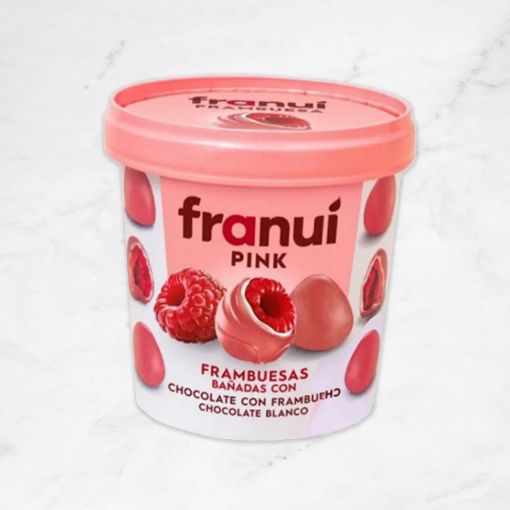 Imagen de FRAMBUESAS RAPANUI FRANUÍ BAÑADAS EN CHOCOLATE BLANCO 150.00 G