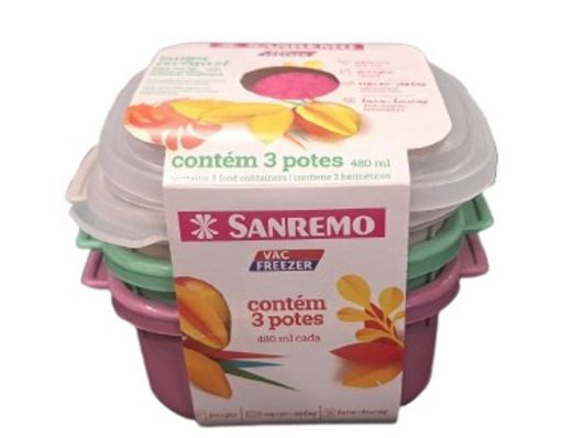 Imagen de SET DE RECIPIENTES SAN REMO PARA ALIMENTOS CUADRADO #SR450 3.00 UND