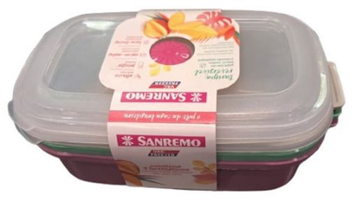 Imagen de SET DE RECIPIENTES SAN REMO PARA ALIMENTOS RECTANGULAR #SR380 3.00 UND