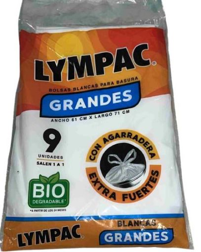 Imagen de BOLSA LYMPAC PARA BASURA GRANDE BLANCA BIODEGRADABLE 9.00 UND