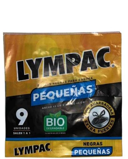 Imagen de BOLSA LYMPAC PARA BASURA PEQUEÑA NEGRA BIODEGRADABLE 9.00 UND