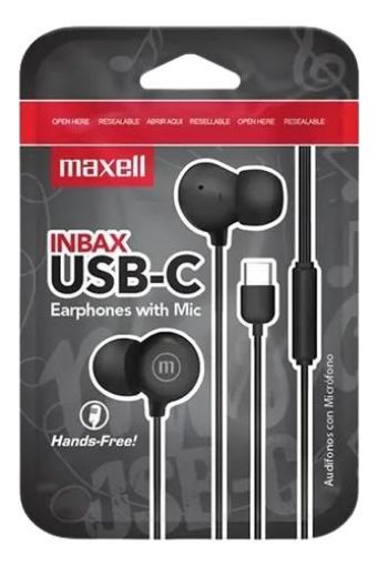 Imagen de AUDIFONO MAXELL INBAX NEGRO TIPO USB-C 1.00 UND