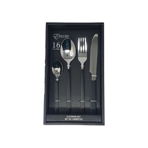 Imagen de SET DE CUBIERTOS EPICURE INOXIDABLE Y NEGRO 16 PCS EP-16SET-BK9 1 UND