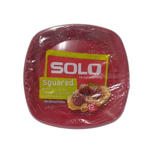 Imagen de PLATO SOLO DESECHABLE SQUARED 26 CM ROJO 15.00 UND