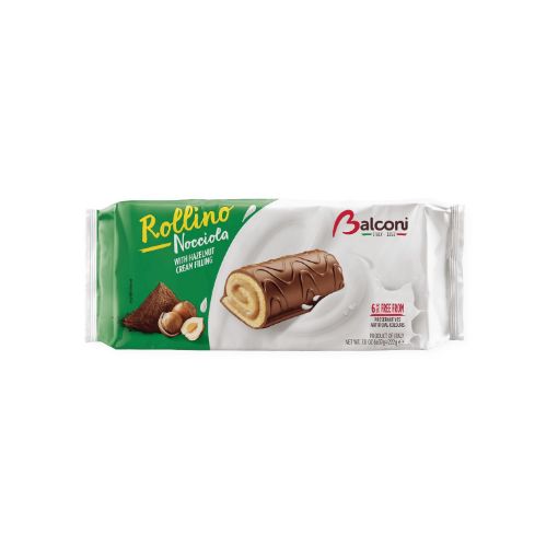 Imagen de ARROLLADO BALCONI RELLENO DE CREMA DE AVELLANA  ROLLINO 6 UND 222.00 G