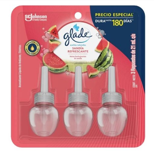 Imagen de REPUESTO AROMATIZANTE GLADE SANDÍA REFRESCANTE 3 UND 21 ML 