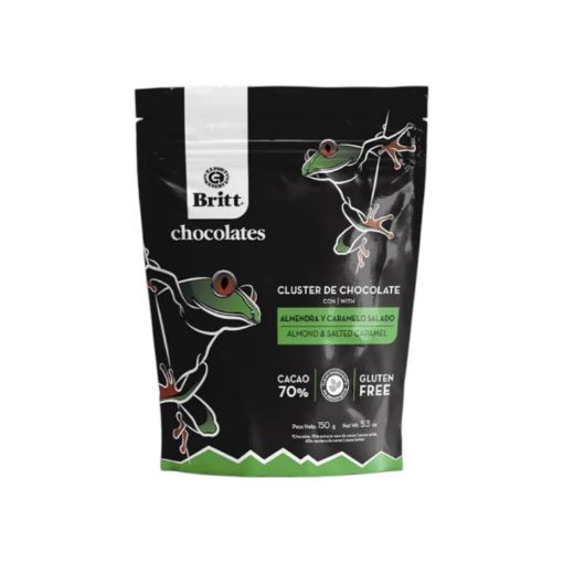 Imagen de CHOCOLATES BRITT 70% CLUSTER CON ALMENDRA Y CARAMELO SALADO 150.00 G