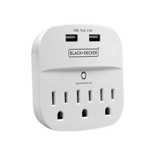 Imagen de REGLETA BLACK & DECKER 3 SALIDAS 2 PUERTOS USB  #973-BDE9720043 