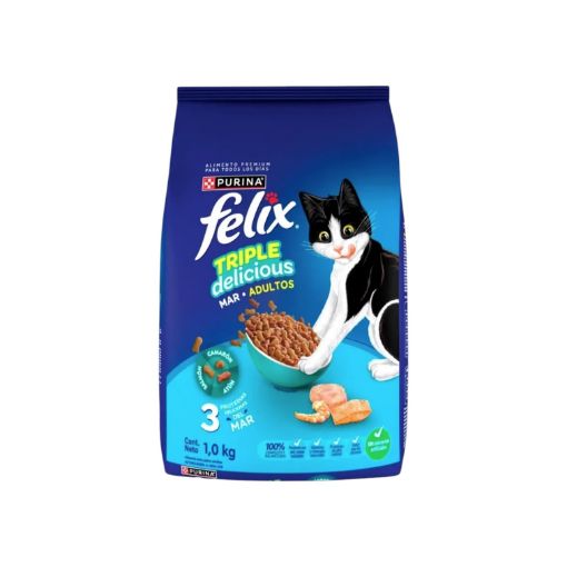 Imagen de ALIMENTO FELIX TRIPLE DELICIOUS DEL MAR PARA GATO 1000.00 G